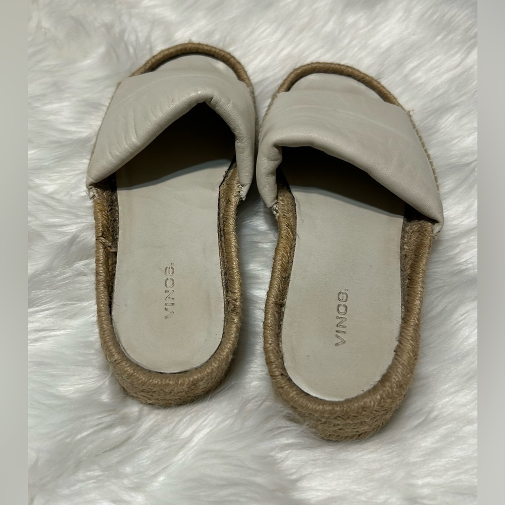 Vince Jesse White Leather Women's Espadrille Slides - Picture 4 of 8